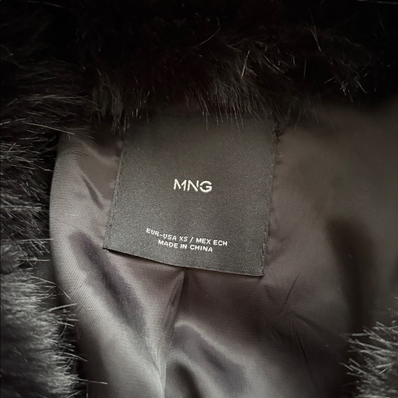 Mango Black Faux Fur Coat XS - Picture 5 of 8